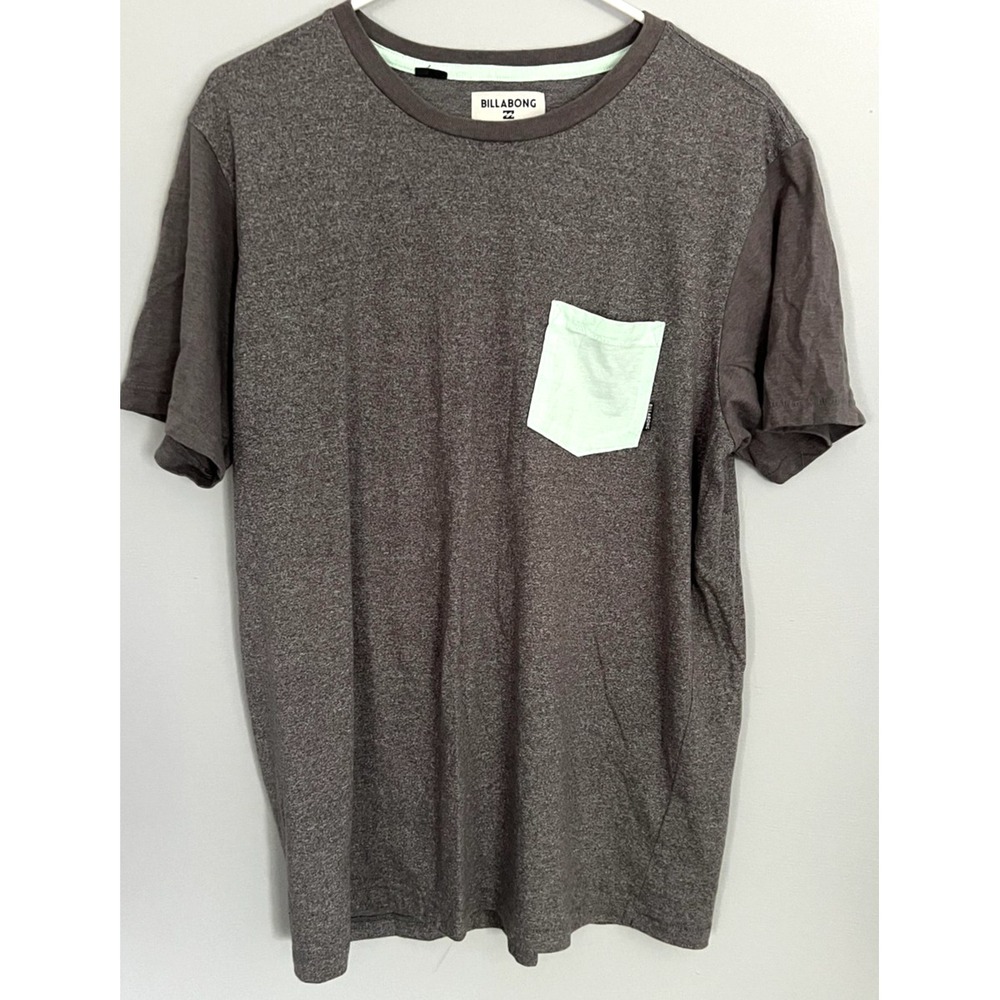 Billabong Shirt Mens XL Gray Zenith Crew Pocket Tee Contrast Mint Surf EUC